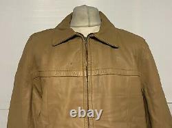 Vintage 60's Distressed Leather Motorcycle Jacket Taille 48 / 3xl Talon Zip