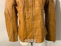 Vintage 60's J C Penney USA Distressed Leather Sports Jacket Taille 40 S Talon Zip