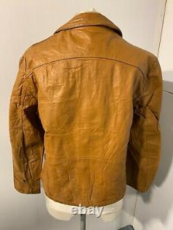 Vintage 60's J C Penney USA Distressed Leather Sports Jacket Taille 40 S Talon Zip