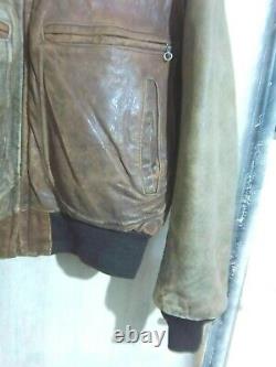 Vintage 60's Schott Distressed A-2 Avateur Jacket Taille 40 Brass Ideal Zip Patine
