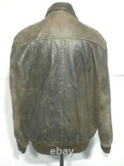 Vintage 70's Levi's USA Distressed Leather Motorcycle A2 Jacket Taille L