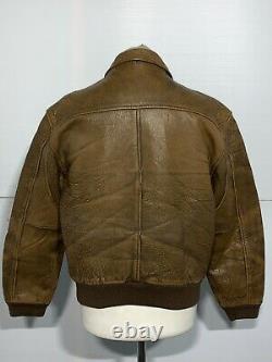 Vintage 80's Aeropostale Distressed Leather Motorcycle Bombe Jacket Taille 40 / M