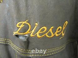 Vintage 80's Diesel Distressed Leather Motorcyle Trucker Jacket Size L