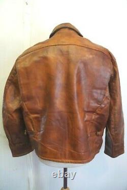 Vintage 80's Italien Stewart Garret Détresse Cuir Highwayman Jacket Taille XL