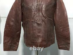 Vintage 80's Lee Trevor Distressed Heavy Leather Motorcycle Jacket Taise 2xl