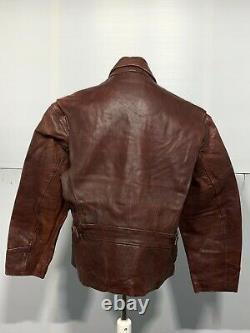 Vintage 80's Lee Trevor Distressed Heavy Leather Motorcycle Jacket Taise 2xl