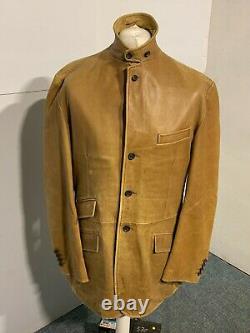 Vintage 80's Polo Ralph Lauren Distressed Leather Sky Fall Sports Jacket Taille L