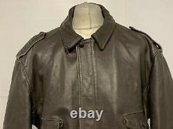 Vintage 80's Schott Distressed Leather Bomber Flight Jacket Taille 52 / 4xl