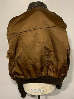 Vintage 80's Schott Distressed Leather Bomber Flight Jacket Taille 52 / 4xl