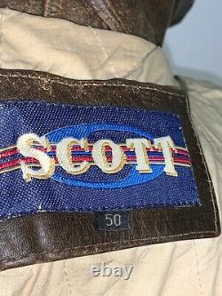 Vintage 80's Scott USA Distressed Leather Motorcycle Cafe Racer Jacket Taille L