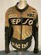 Vintage 80's Top Gear Distressed Leather Repsol Motorcycle Racing Jacket Taille L
