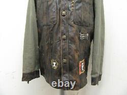 Vintage 80's Wilsons Distressed Leather Motorcycle Jacket Taille L Born To Rock