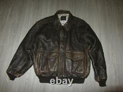 Vintage Avirex Ltd Type A-2 Bomber Leather Flight Jacket Coat Brown M Distressed