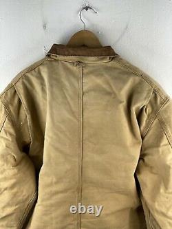 Vintage Carhart Travail Porter Veste Zippée Hommes Taille 4xl Marron Détresse Logo Doublé