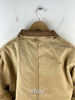 Vintage Carhart Travail Porter Veste Zippée Hommes Taille 4xl Marron Détresse Logo Doublé