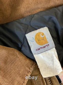 Vintage Carhart Travail Porter Veste Zippée Hommes Taille 4xl Marron Détresse Logo Doublé