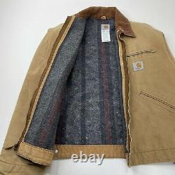 Vintage Carhartt Détroit Veste Taille 44 Medium Fabriqué Aux États-unis Vêtements De Travail Stressés