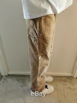 Vintage Carhartt Double Genou Distressed Travail Pantalons Pantalons Brown Tan W30 L29