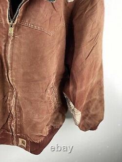 Vintage Carhartt Zip Veste Homme Taille XL Marron Couverture À Col Cassé Doublée