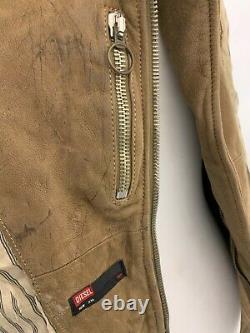 Vintage Diesel Distressed Leather Motorcycle Jacket Taille 2xl Ace Patina