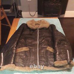 Vintage Distressed Genuine 100% Leather Sheepskin Flying Jacket Taille (m)