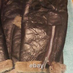 Vintage Distressed Genuine 100% Leather Sheepskin Flying Jacket Taille (m)