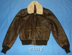 Vintage Distressed Schott Leather Jacket Bomber Brown Lambskin Sheepskin 42 États-unis