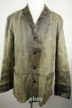 Vintage Dolce Et Gabbana Distressed Leather Jacket Homme Taille 46 XL