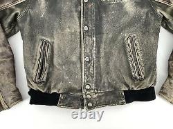 Vintage Harley Davidson Milwaukee Brown Distressed Leather Jacket Homme Grand