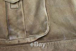 Vintage Hommes Polo Ralph Lauren Tan Distressed Leather Hunting Safari Jacket L