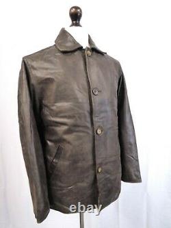 Vintage Redskins Brown Leather Chore Coat Workwear Jacket Medium Ld274
