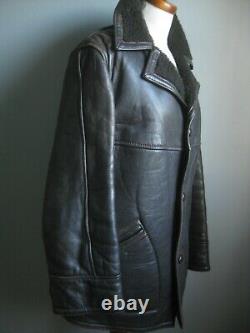Vintage Reel Leather Jacket Chambre En Peau De Mouton En Détresse Fourrure De Borg 38 40 42
