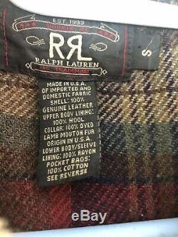 Vintage Rrl Ralph Lauren Polo Distressed Bomber Veste En Cuir En Peau De Mouton Manteau