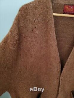 Vintage Sears Mohair Cardigan Cobain Pull Fuzzy Brown Homme XL Distressed