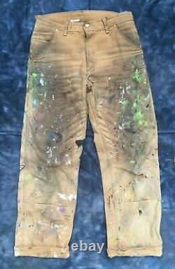 Vintage Trashed Carhartt Double Knee Duck Pants Jeans Distressed 31x32 Battu