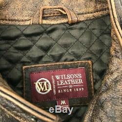 Vintage Wilsons Veste En Cuir Vieilli Taille Bomber M Mens Racer Lethal Weapon