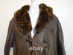 Vintage Ww2 Cheval Décontraction Cuir Barnstormer Veste Taille XL Bearskin Collar