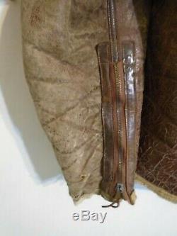 Vintage Ww2 Distressed Irvin Cuir Raf En Peau De Mouton Flying Jacket Taille S