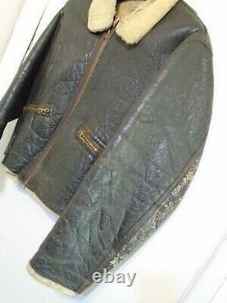 Vintage Ww2 Distressed Usaaf D1 Cuir En Peau De Mouton Flying Jacket Taille 40 Conmar