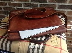 Vinture 1980 Cognac Distressed Leather Combination Laptop Briefcase Bag R$898