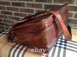 Vinture 1980 Cognac Distressed Leather Combination Laptop Briefcase Bag R$898