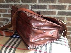 Vinture 1980 Cognac Distressed Leather Combination Laptop Briefcase Bag R$898