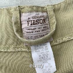 Vtg CC Filson Oil Waxed Tin Cloth Cruiser Hunting Work Vest L Distressed Hipster