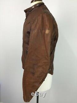 Vtg Schott Perfecto En Cuir Brun Cassé Hommes Moto Biker Jacket Sz 40 USA