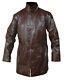 Watch Dogs Aiden Pearce Distressed Brown Genuine Leather Trench Coat